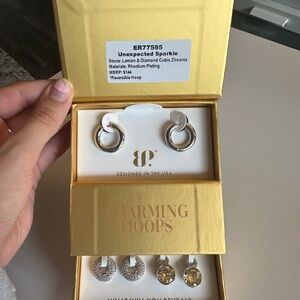 Unexpected Sparkle Rhodium-Plated Hoop Earrings in Silver